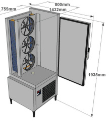 Blast chiller and deep freezer ACFRI RS 75/RL dimensions details sold by Sous Vide Consulting