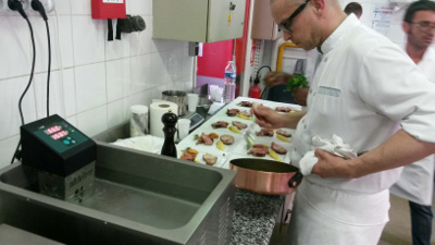 Sous vide cooking traing in Ferrandi cooking school wit hthe SWID sous vide immersion circulator