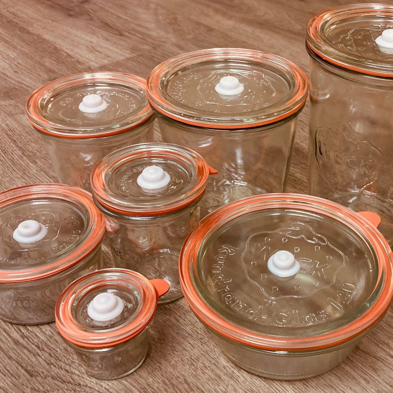 WECK-Glasdeckel mit Ventil zum Vakuumieren des WECK-Glasinhalts